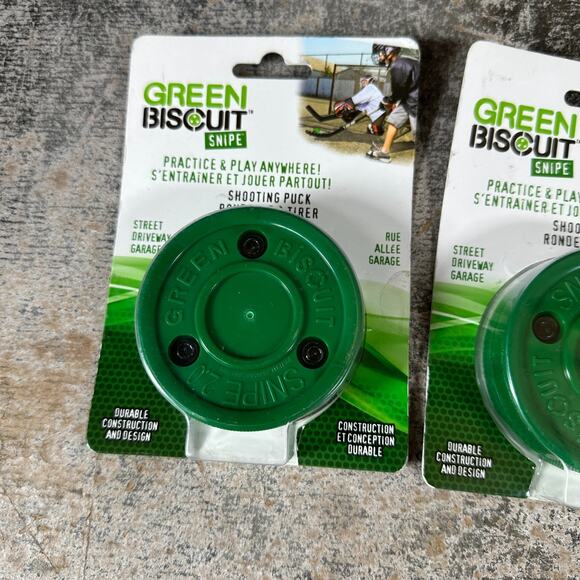 Green Biscuit Hockey Puck 2 Pack Original and Snipe Indoor Outdoor New Sealed - Picture 5 of 5